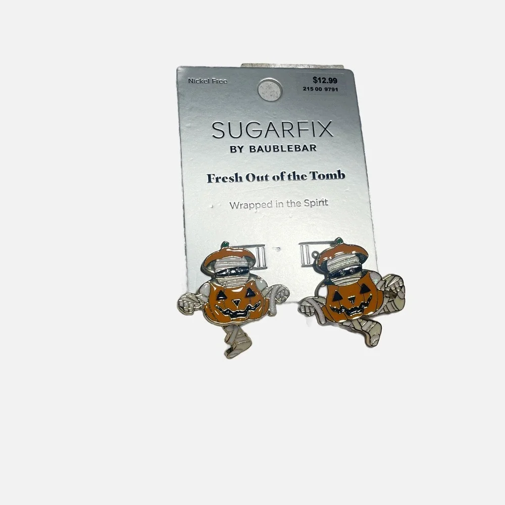 Sugarfix by Baublebar Halloween Mummy Pumpkin Earrings Fresh Out of the Tomb NEW